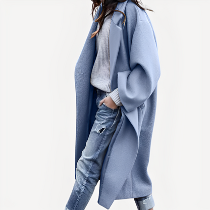 Camellia - Άνετος μακρύς μάλλινος μανδύας για γυναίκες