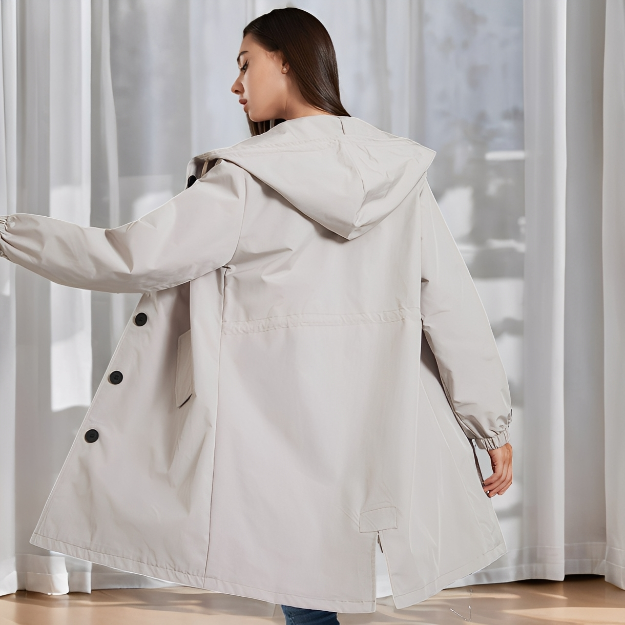 Vivyan - Αδιάβροχη ζακέτα με κουκούλα για γυναίκες