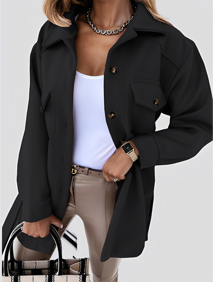 Tiffanie - Μοντέρνα, ελαφριά μάλλινη ζακέτα με γιακά ρεβέρ για γυναίκες