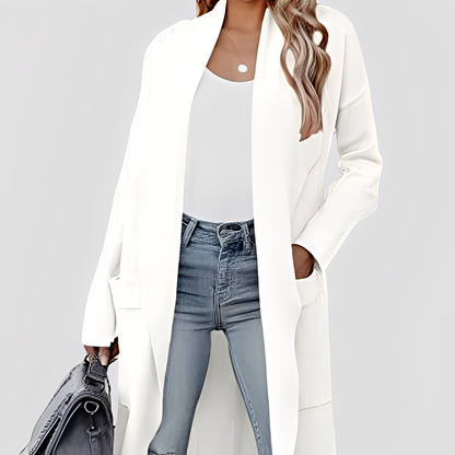 Chantal - Άνετο μακρύ τουίντ πλεκτό ζακέτα για γυναίκες