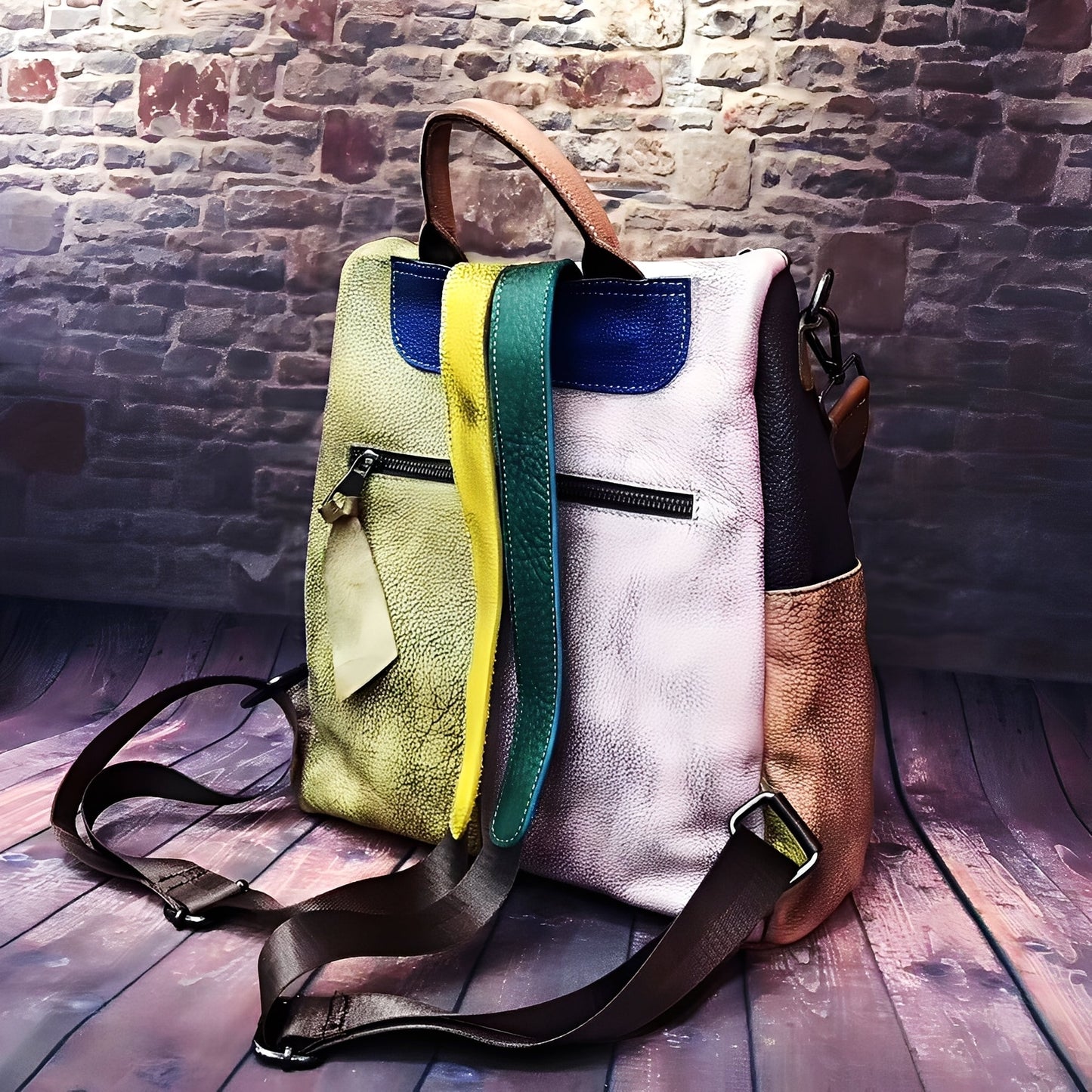 Alayna - Κλασικό Δερμάτινο Backpack για Γυναίκες