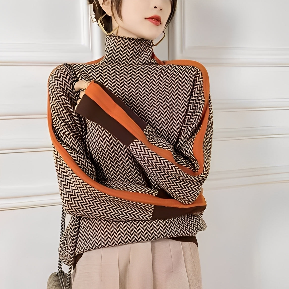 Roxanna - Καθημερινό, άνετο ριγέ πουλόβερ για γυναίκες