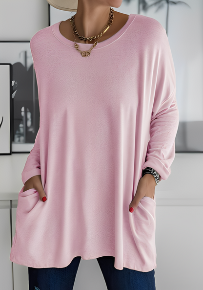 Krystle - Άνετο Μακρυμάνικο Τοπ με Τσέπες για Γυναίκες