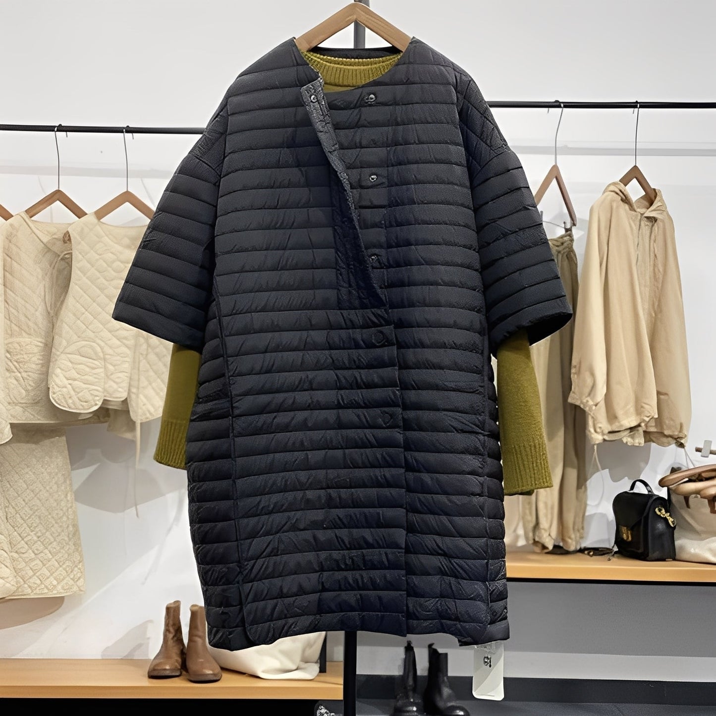 Gladys - Άνετο Παλτό σε Μεγάλο Μέγεθος με Κουμπιά για Γυναίκες