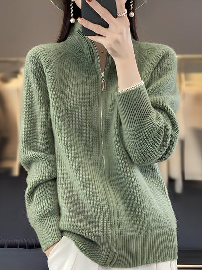 Brylee - Στυλάτη μάλλινη ζακέτα με φερμουάρ για γυναίκες