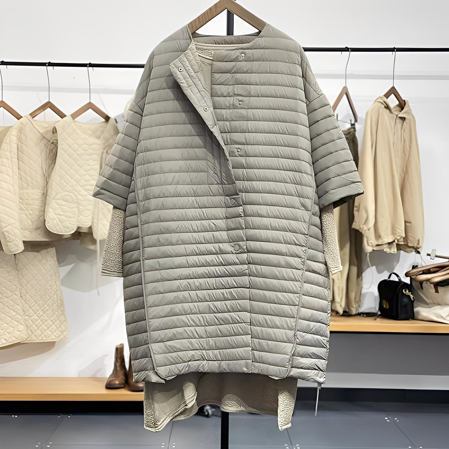 Gladys - Άνετο Παλτό σε Μεγάλο Μέγεθος με Κουμπιά για Γυναίκες