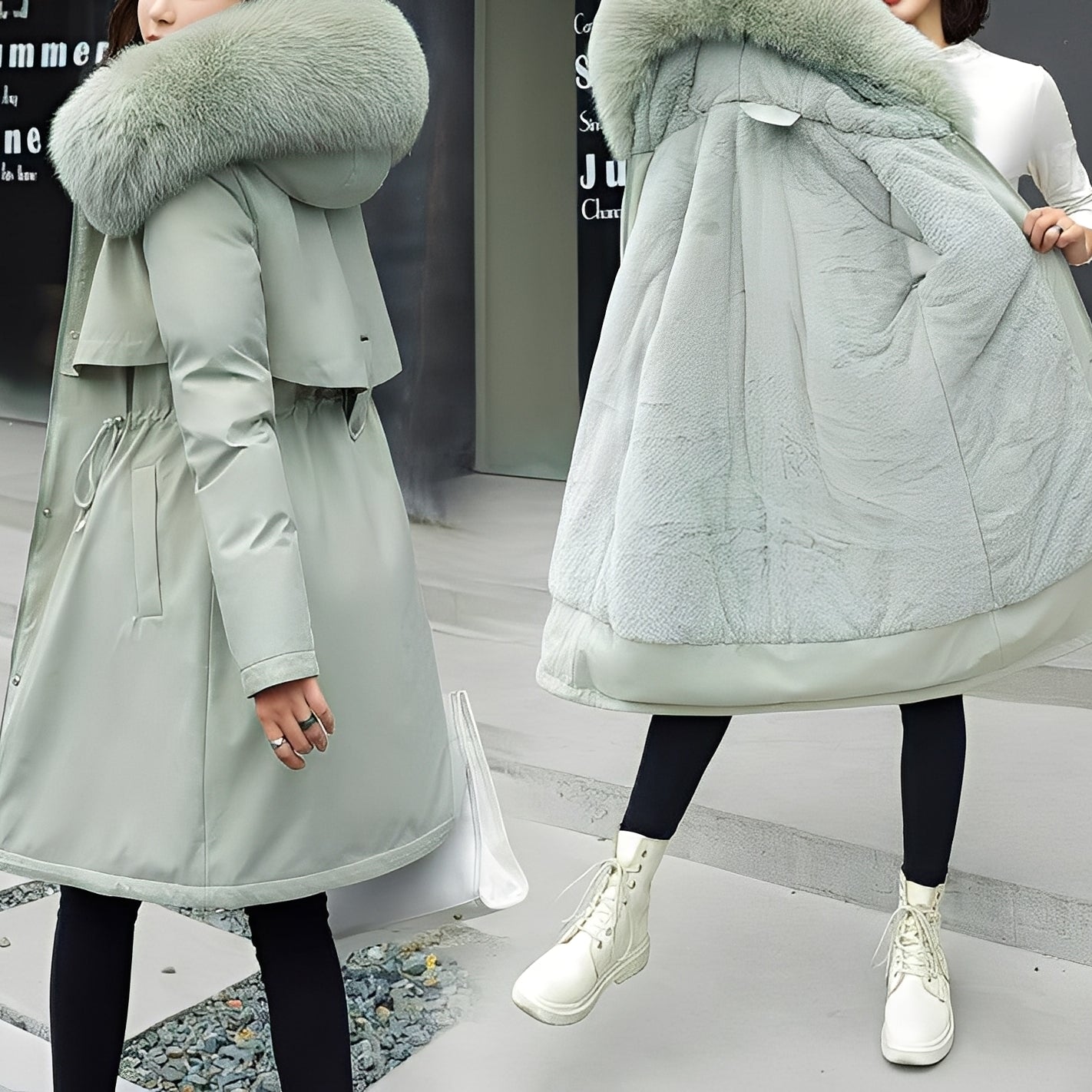 Evette - Μοντέρνος, ζεστός, επενδεδυμένος μανδύας με κουκούλα για γυναίκες