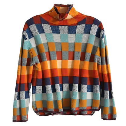 Katherine - Γυναικείο πουλόβερ patchwork από κασμίρ με στυλ