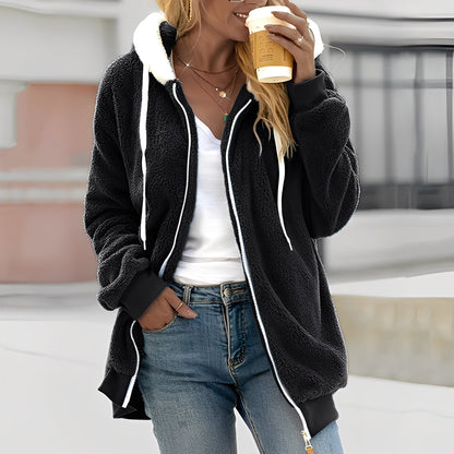 Rheanna - Θερμή φλις ζακέτα με κουκούλα για γυναίκες