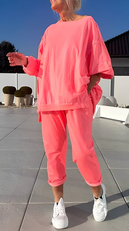 Eleanore - Χαλαρό σετ με φαρδύ πάνω μέρος και παντελόνι για γυναίκες