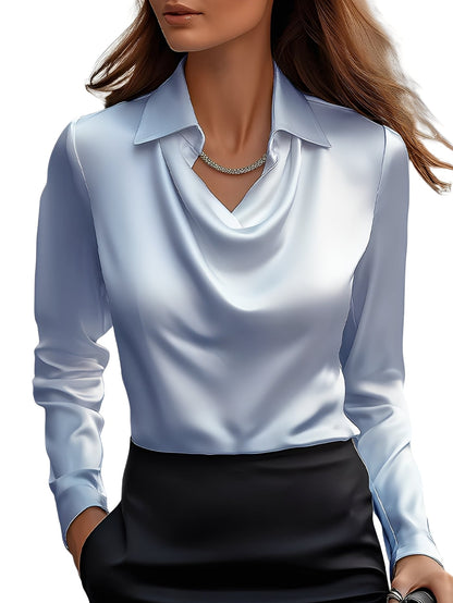 Dionne - Κομψή Γυναικεία Μπλούζα από Σατέν με Μακριά Μανίκια