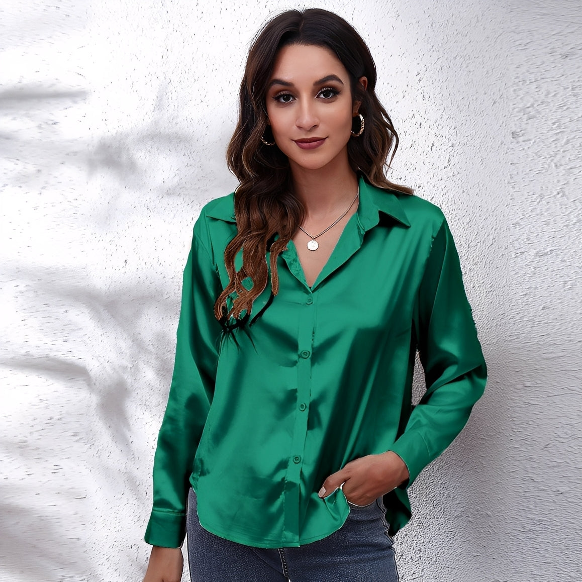 Haylee - Χαλαρό Μακρυμάνικο Μεταξωτό Πουκάμισο για Γυναίκες