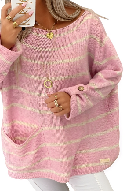 Elianna - Καθημερινό, άνετο πουλόβερ με ρίγες για γυναίκες