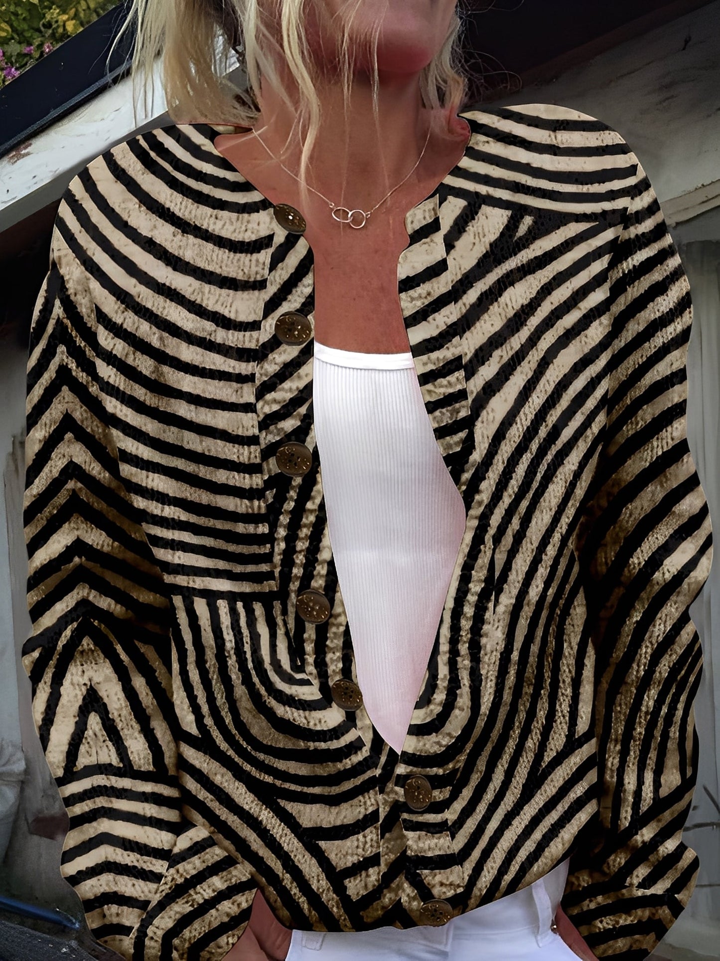 Therese - Μοντέρνα Πλεκτή Ζακέτα με Κουμπιά για Γυναίκες