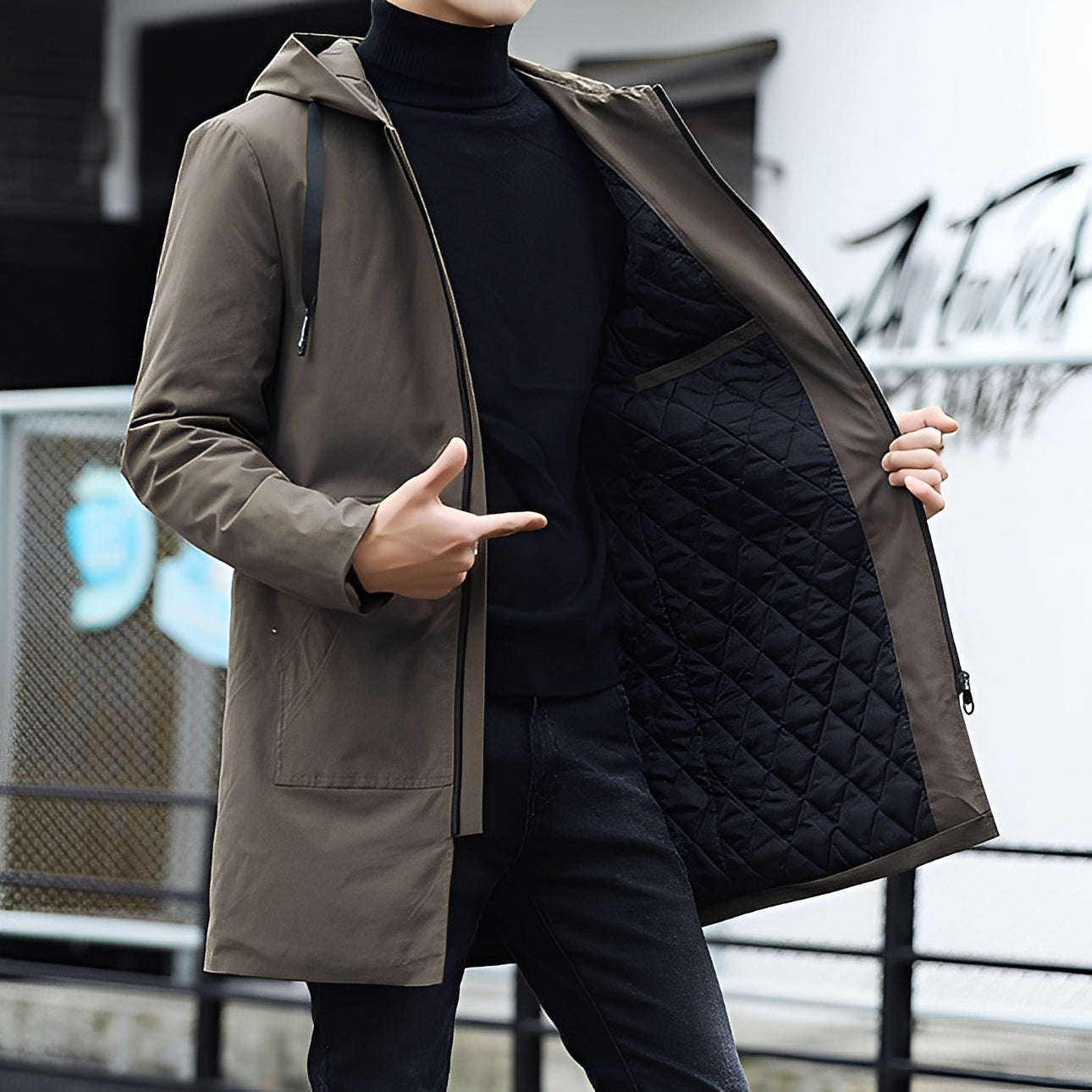 Lucas - Άνετο, χοντρό, αδιάβροχο μπουφάν με κουκούλα για άνδρες