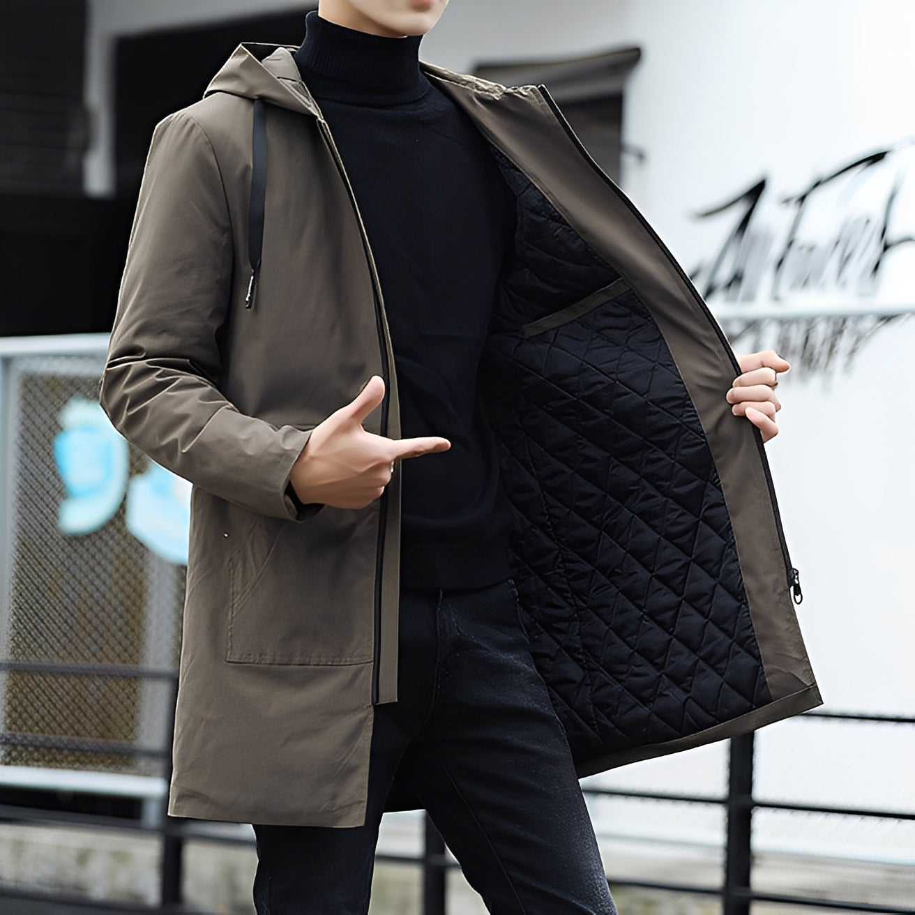 Derren - Καθημερινή, ελαφριά ζακέτα με κουκούλα για άνδρες