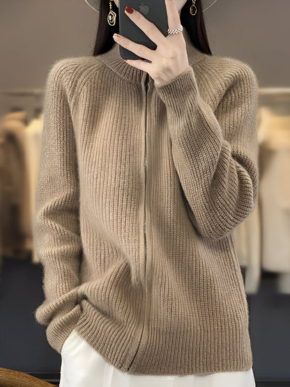 Brylee - Στυλάτη μάλλινη ζακέτα με φερμουάρ για γυναίκες