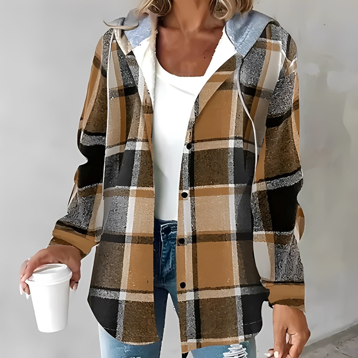 Briana - Καθημερινή, ζεστή ζακέτα με κουκούλα για γυναίκες