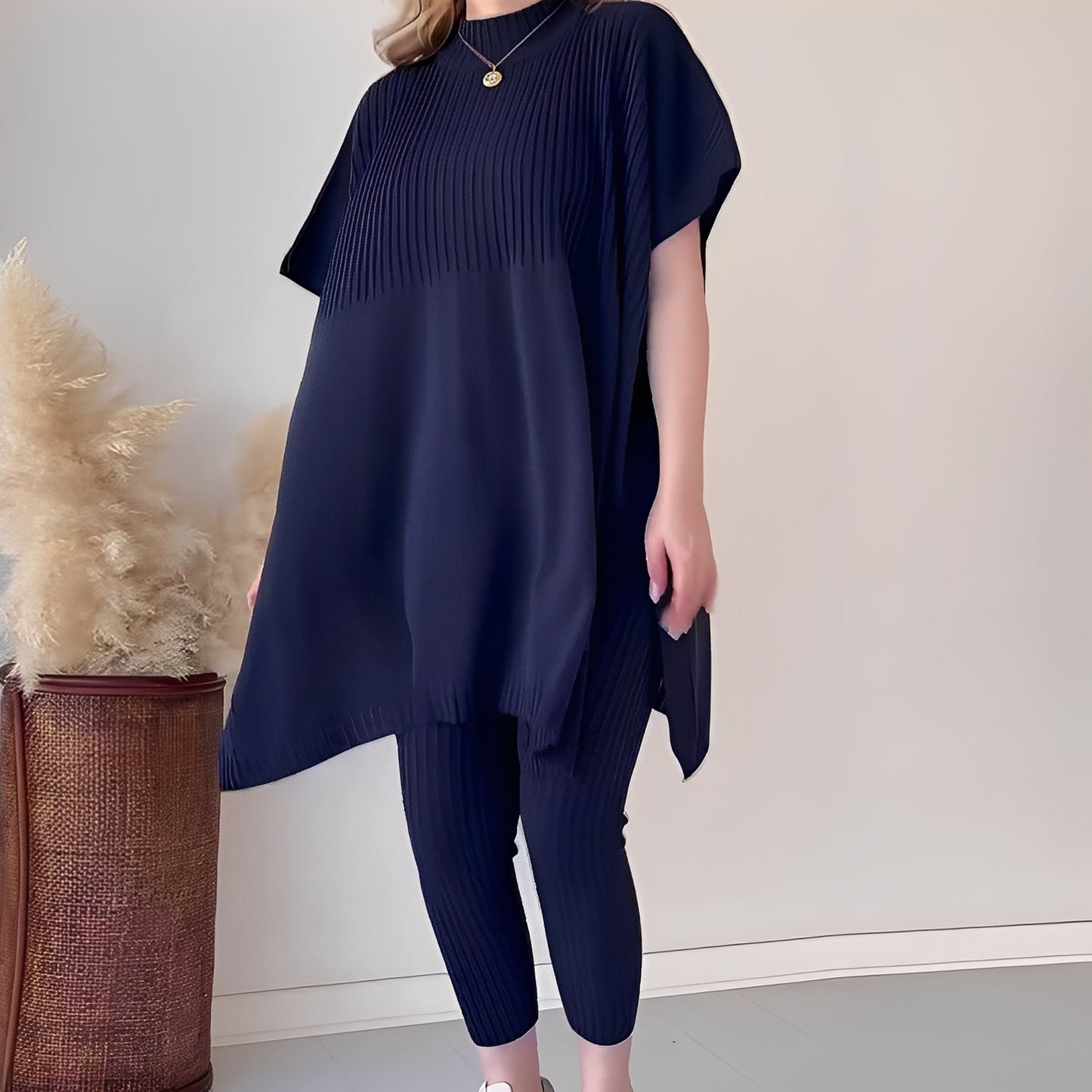 Roxanna - Άνετο χαλαρό γυναικείο πλεκτό σύνολο δύο κομματιών