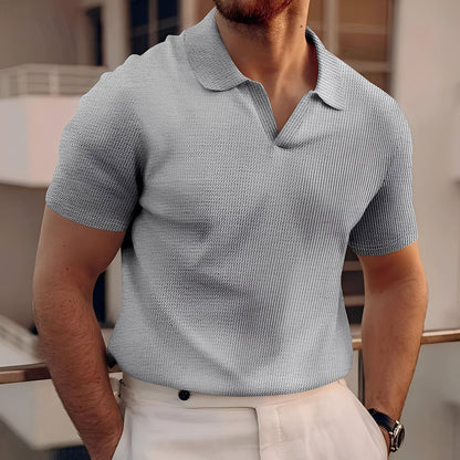 Harley - Απλό Ανδρικό Κοντομάνικο Γκοφρέ Πόλο πουκάμισο