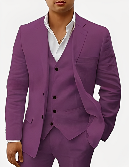 Beckham - Κομψό λινό σετ τριών τεμαχίων για άνδρες