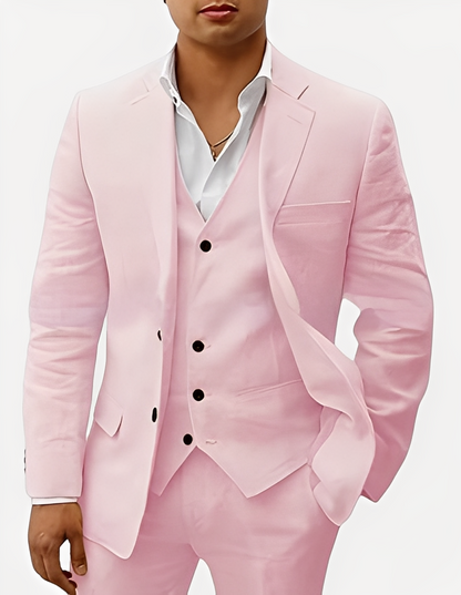 Beckham - Κομψό λινό σετ τριών τεμαχίων για άνδρες