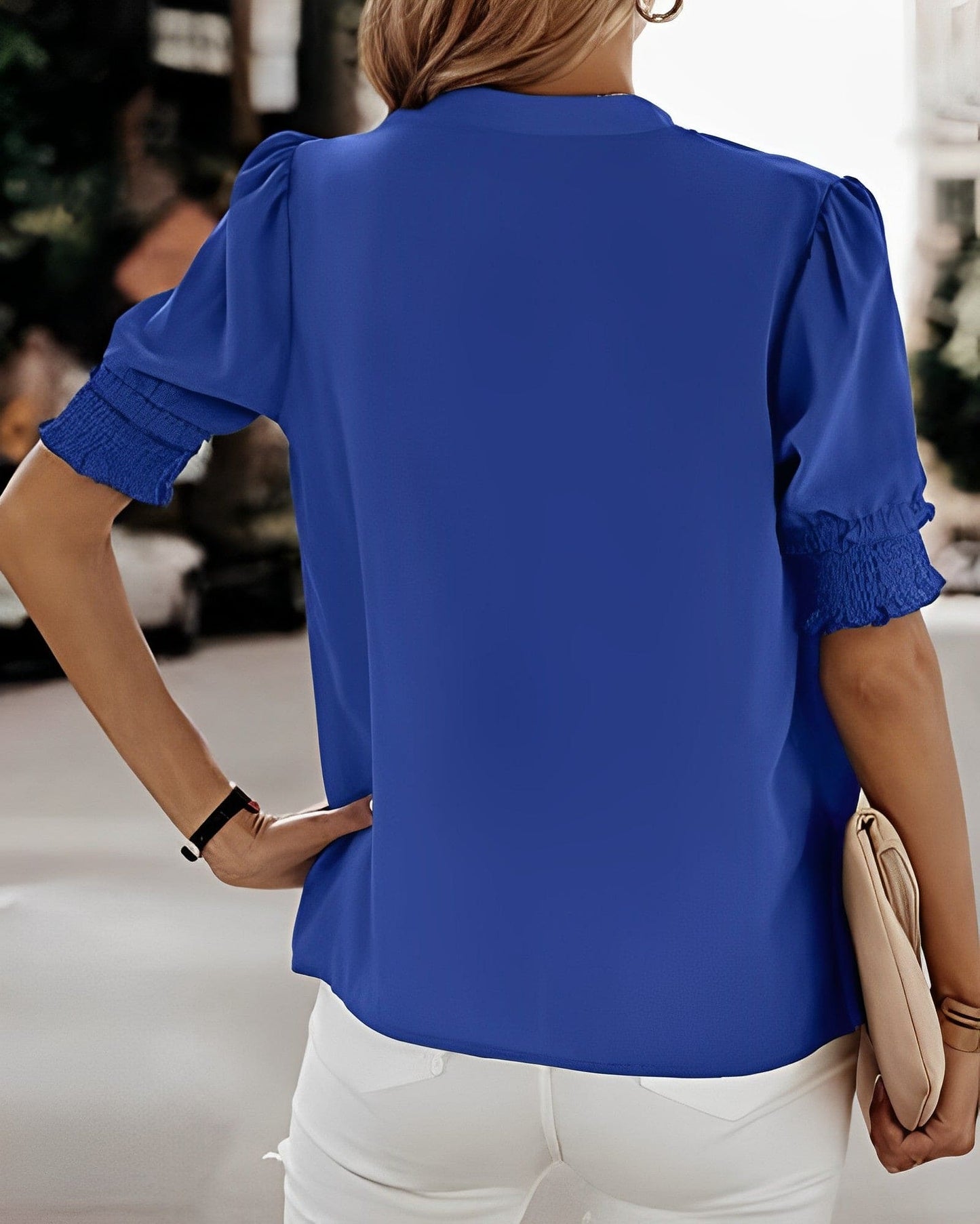 Sophia – Μπλούζα V Λαιμόκοψη Κοντά Μανίκια