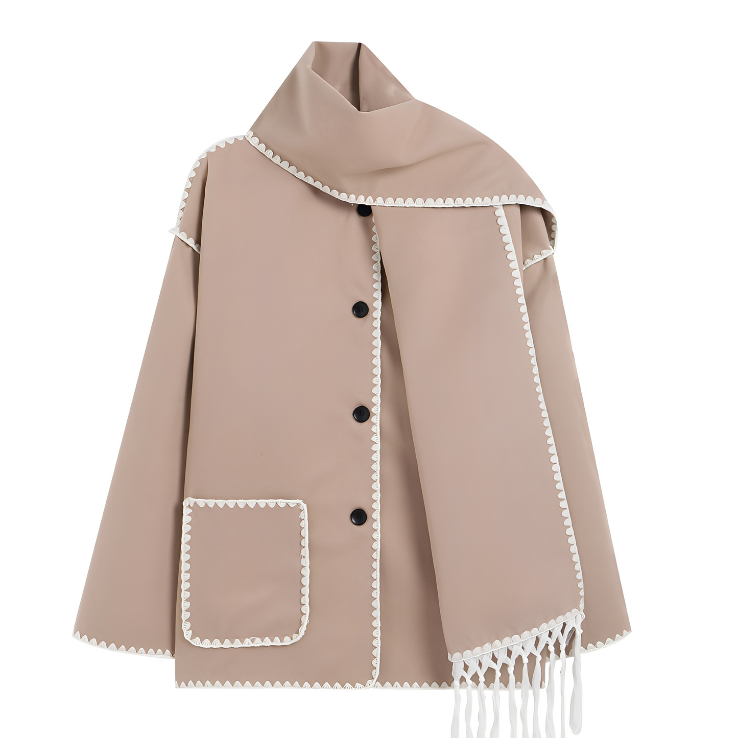 Amilia - Μοντέρνα, άνετη μάλλινη ζακέτα με κασκόλ για γυναίκες