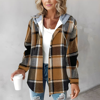 Martina - Χαλαρό παλτό με κουκούλα από μακρύ μαλλί για γυναίκες