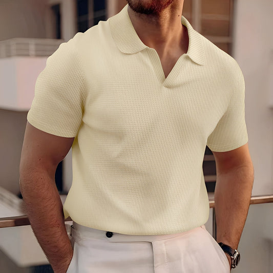 Harley - Απλό Ανδρικό Κοντομάνικο Γκοφρέ Πόλο πουκάμισο