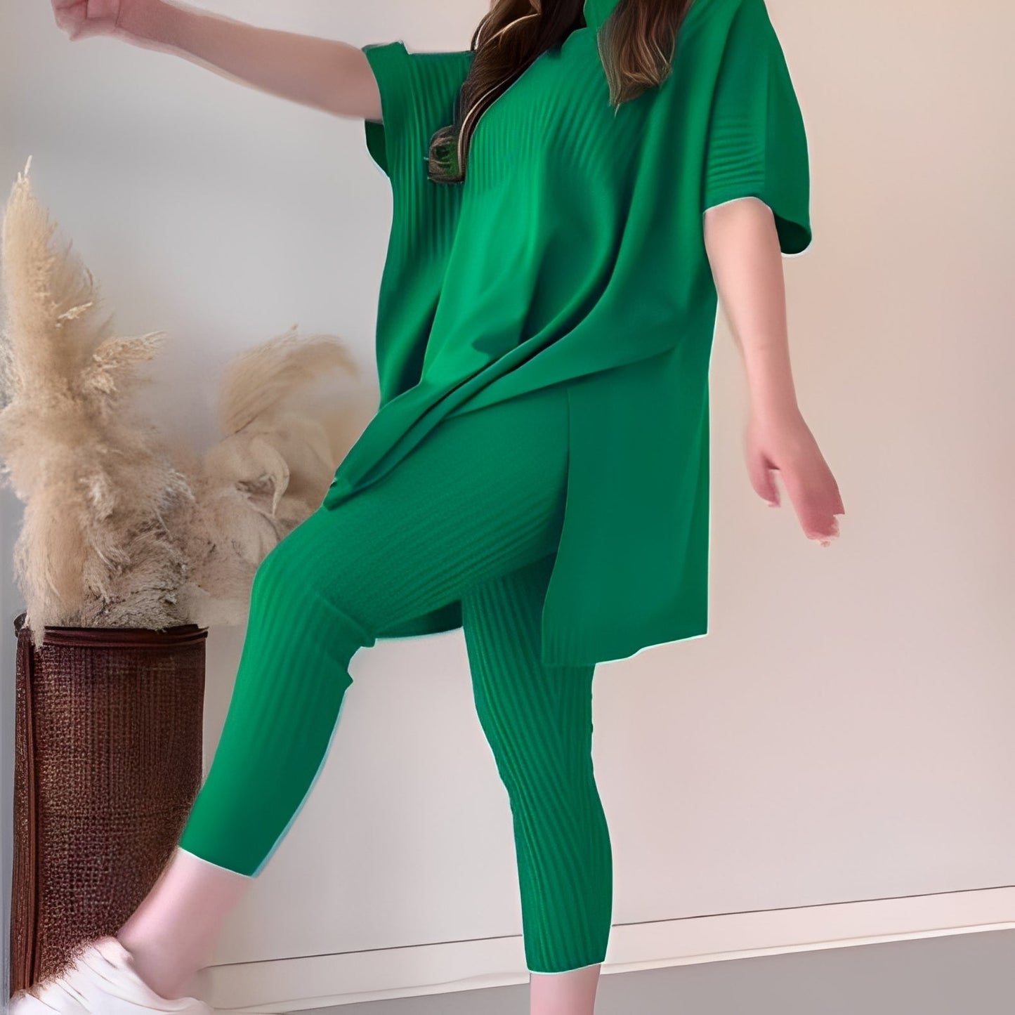 Roxanna - Άνετο χαλαρό γυναικείο πλεκτό σύνολο δύο κομματιών