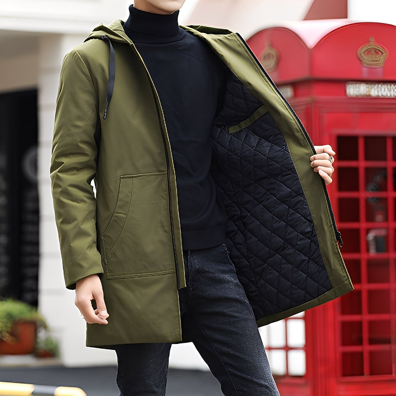 Lucas - Άνετο, χοντρό, αδιάβροχο μπουφάν με κουκούλα για άνδρες