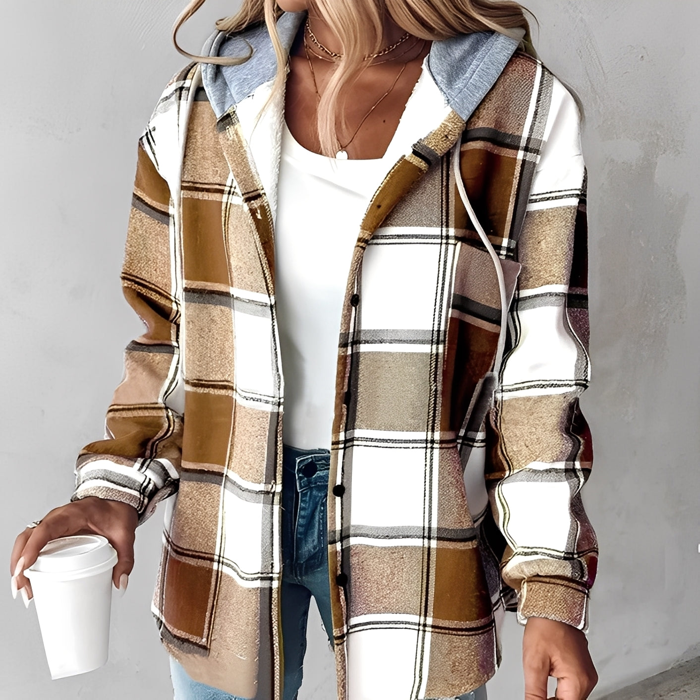 Briana - Καθημερινή, ζεστή ζακέτα με κουκούλα για γυναίκες