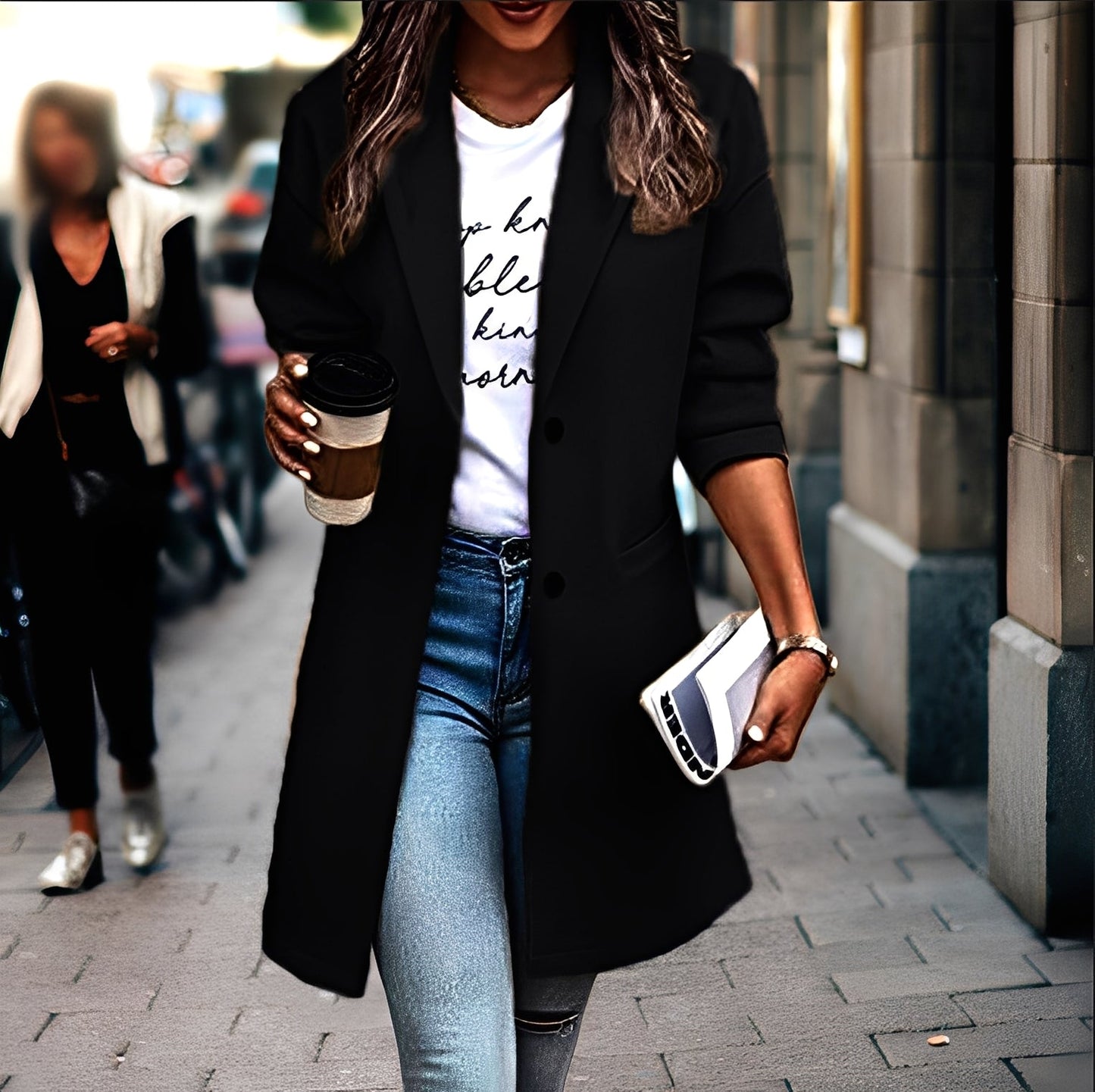 Samantha - Μοντέρνος, χοντρός μάλλινος μανδύας για γυναίκες