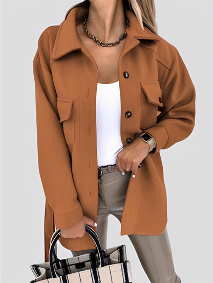 Tiffanie - Μοντέρνα, ελαφριά μάλλινη ζακέτα με γιακά ρεβέρ για γυναίκες