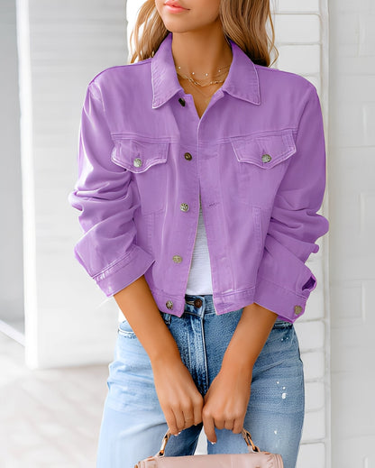 Paulene - Κομψό τζιν μπουφάν με κουμπιά και τσέπες