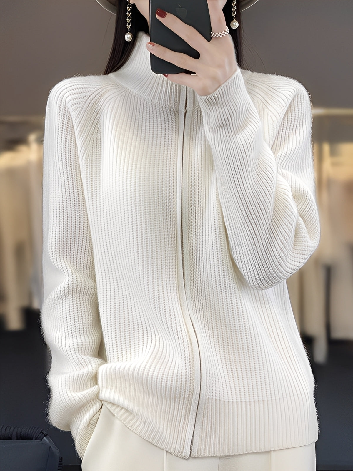 Brylee - Στυλάτη μάλλινη ζακέτα με φερμουάρ για γυναίκες