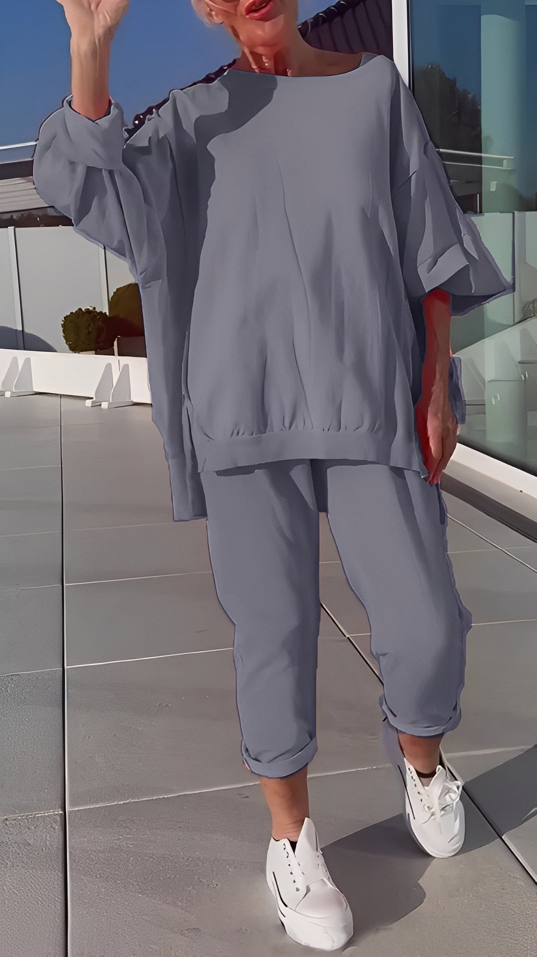 Eleanore - Χαλαρό σετ με φαρδύ πάνω μέρος και παντελόνι για γυναίκες