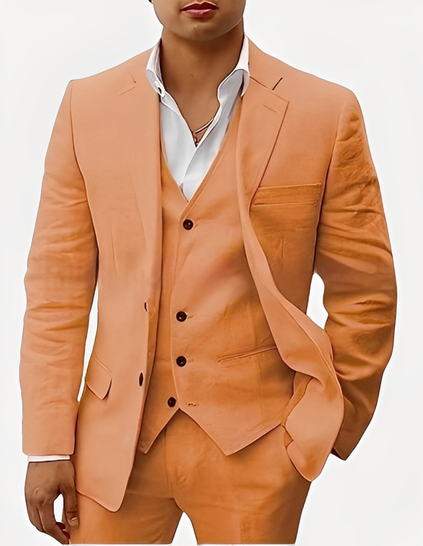 Beckham - Κομψό λινό σετ τριών τεμαχίων για άνδρες