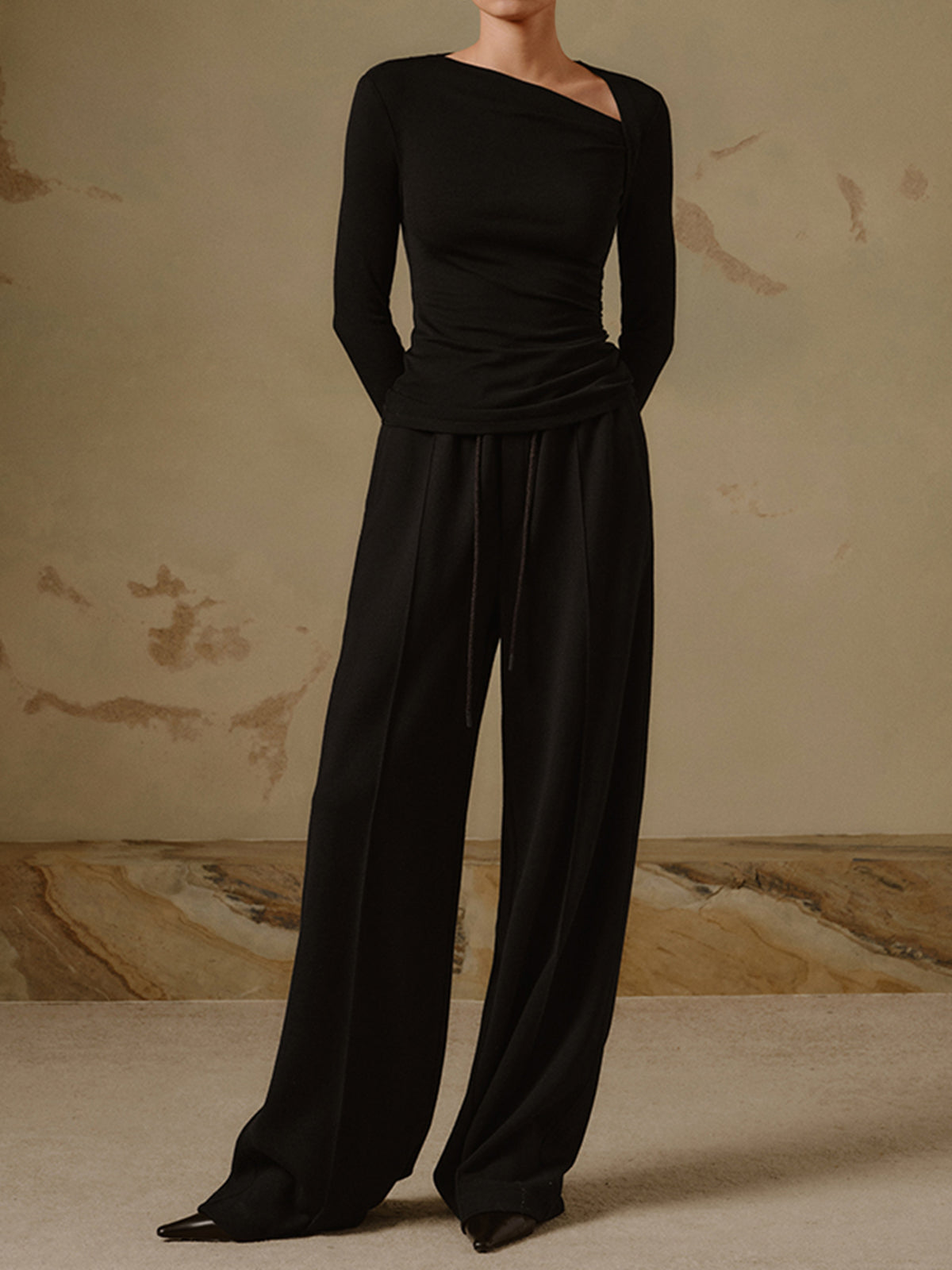 Selina – Ριχτό Ασύμμετρο Μπλουζάκι Μακρυμάνικο