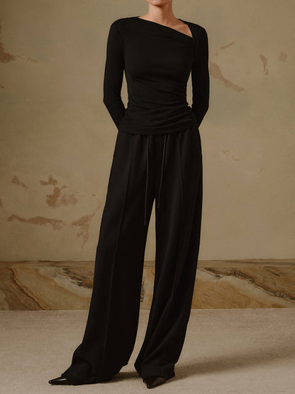 Selina – Ριχτό Ασύμμετρο Μπλουζάκι Μακρυμάνικο