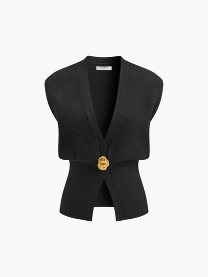 Annalena – V-Λαιμόκοψη με Κουμπιά Πλεκτό Γιλέκο