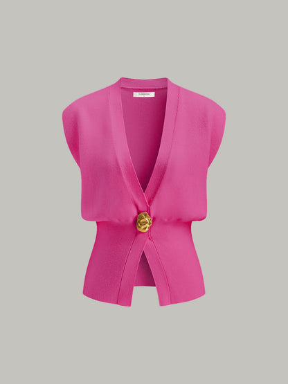 Annalena – V-Λαιμόκοψη με Κουμπιά Πλεκτό Γιλέκο