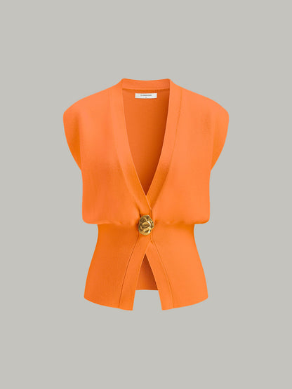 Annalena – V-Λαιμόκοψη με Κουμπιά Πλεκτό Γιλέκο