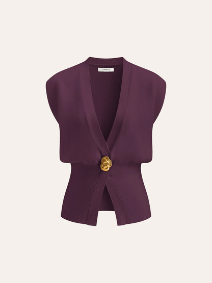 Annalena – V-Λαιμόκοψη με Κουμπιά Πλεκτό Γιλέκο