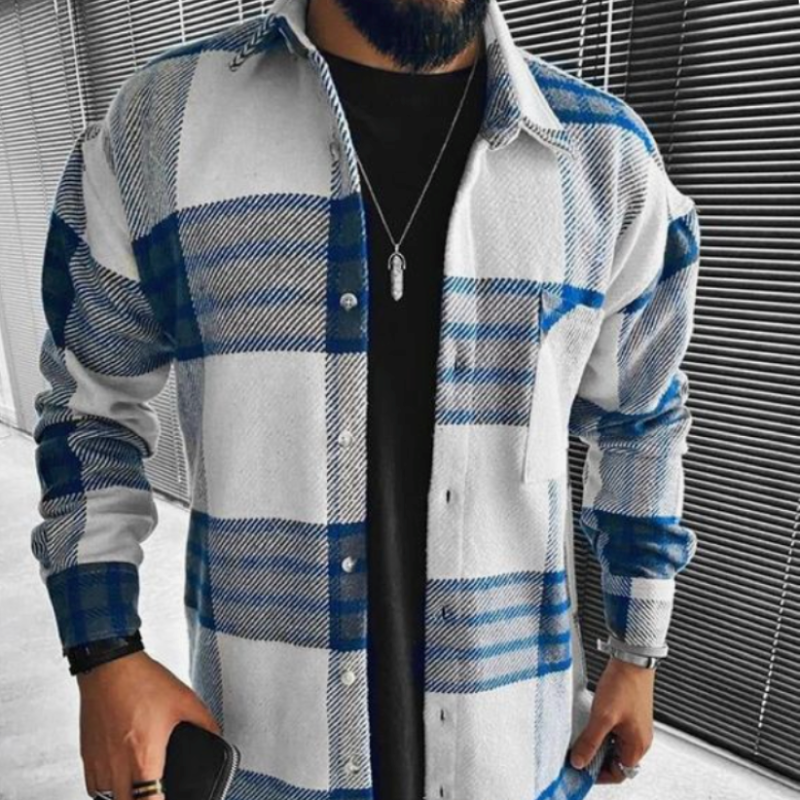 Μπεν – Καρό Overshirt με Τσέπη στο Στήθος για Άνδρες