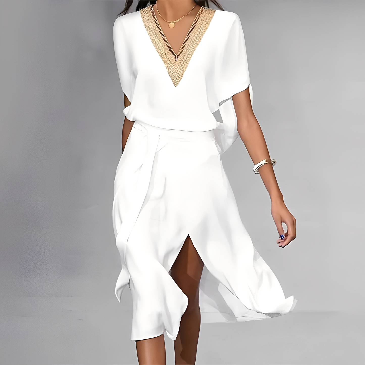 Isabella – Φόρεμα Midi Λευκό για Γυναίκες