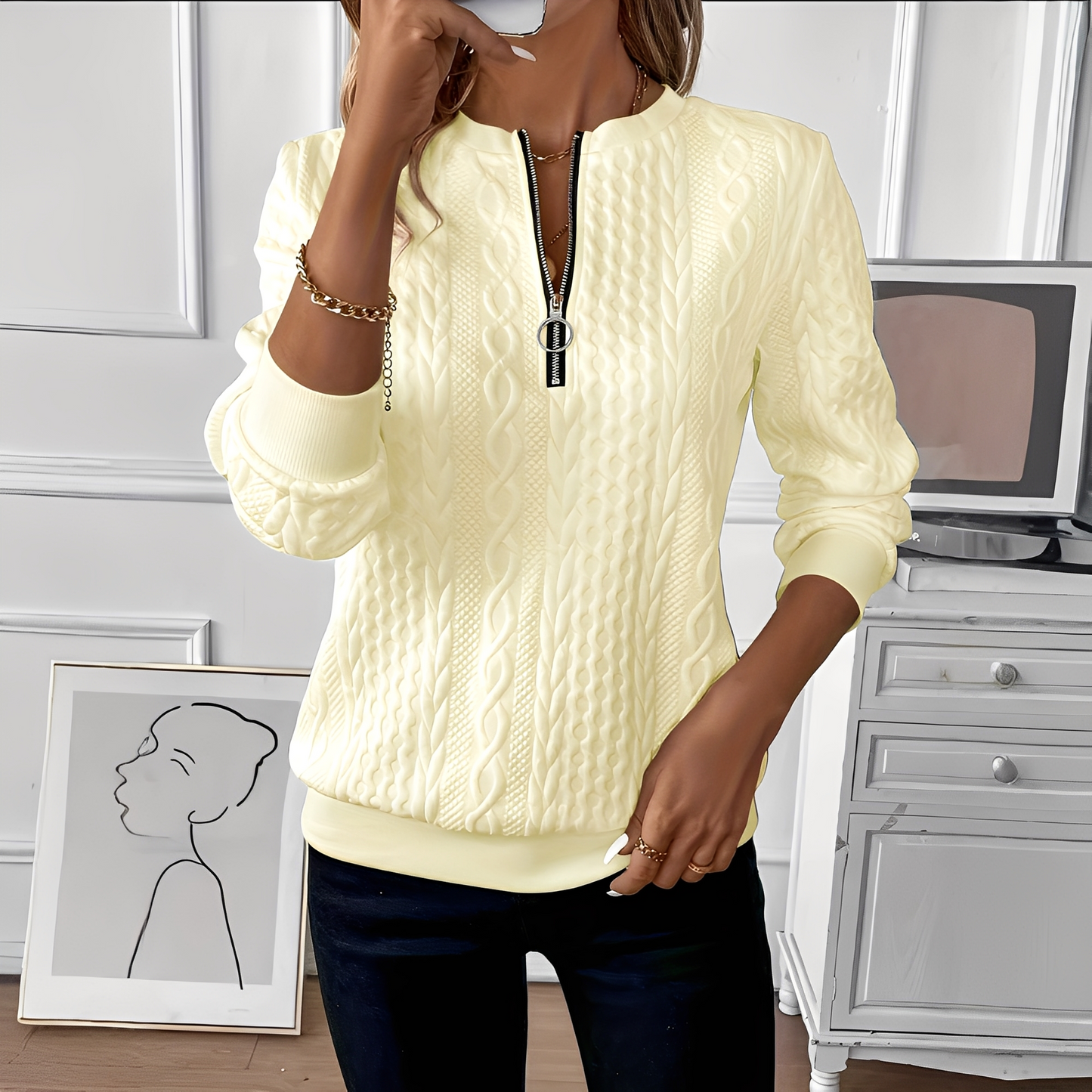 Chesley - Κομψό πλεκτό πουλόβερ με φερμουάρ για γυναίκες