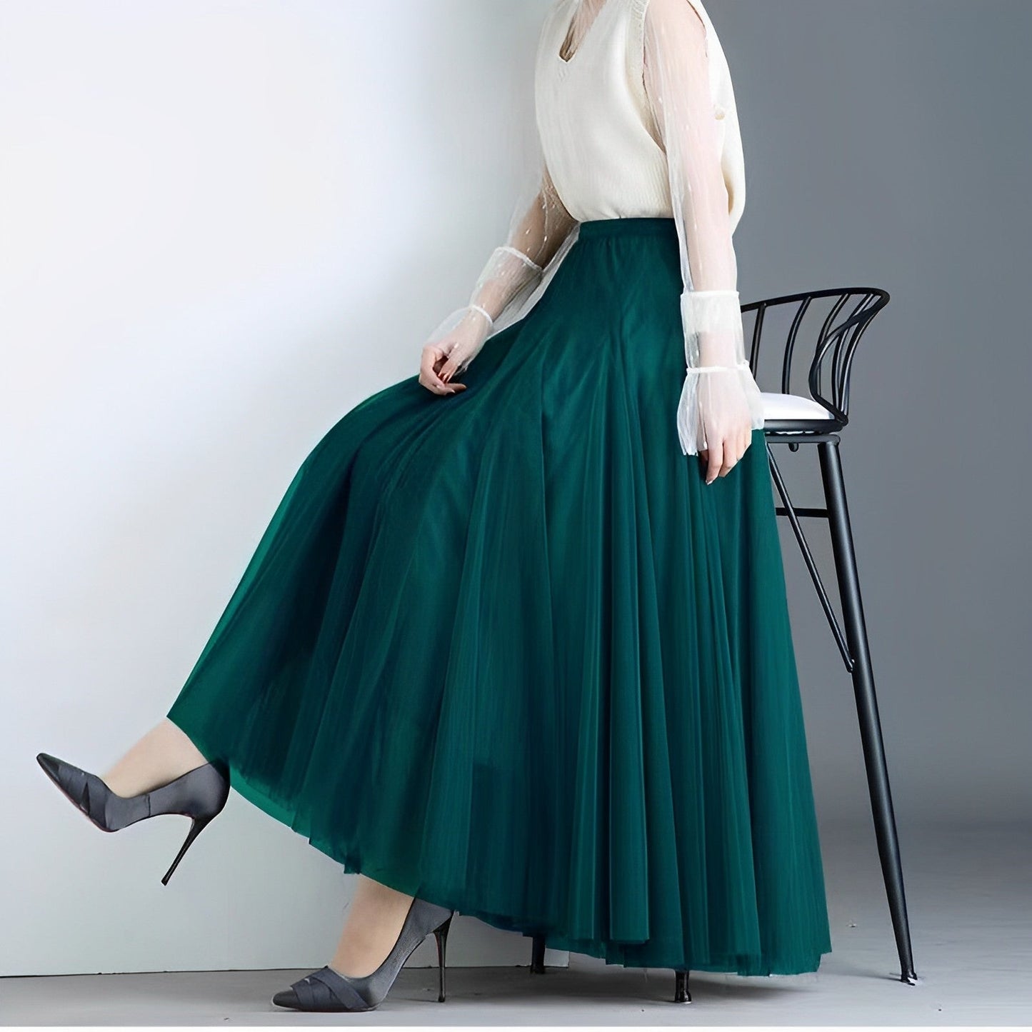 Maleah – Πλισέ μίντι φούστα από δίχτυ