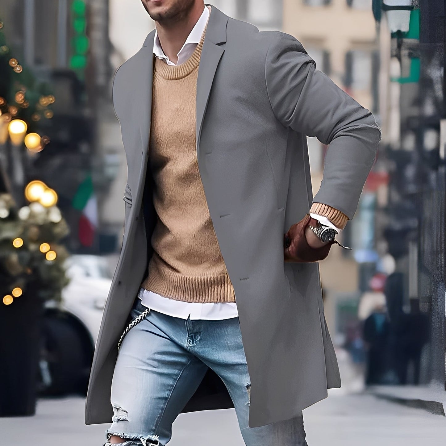 Landen - Κομψή καμπαρντίνα με γιακά ρεβέρ για άνδρες